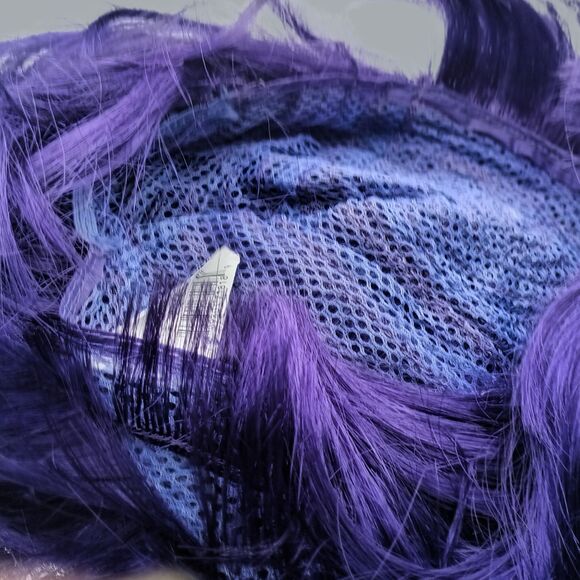 Vibrant Short Purple Synthetic Wig for Cosplay & Costume Parties - Picture 7 of 7